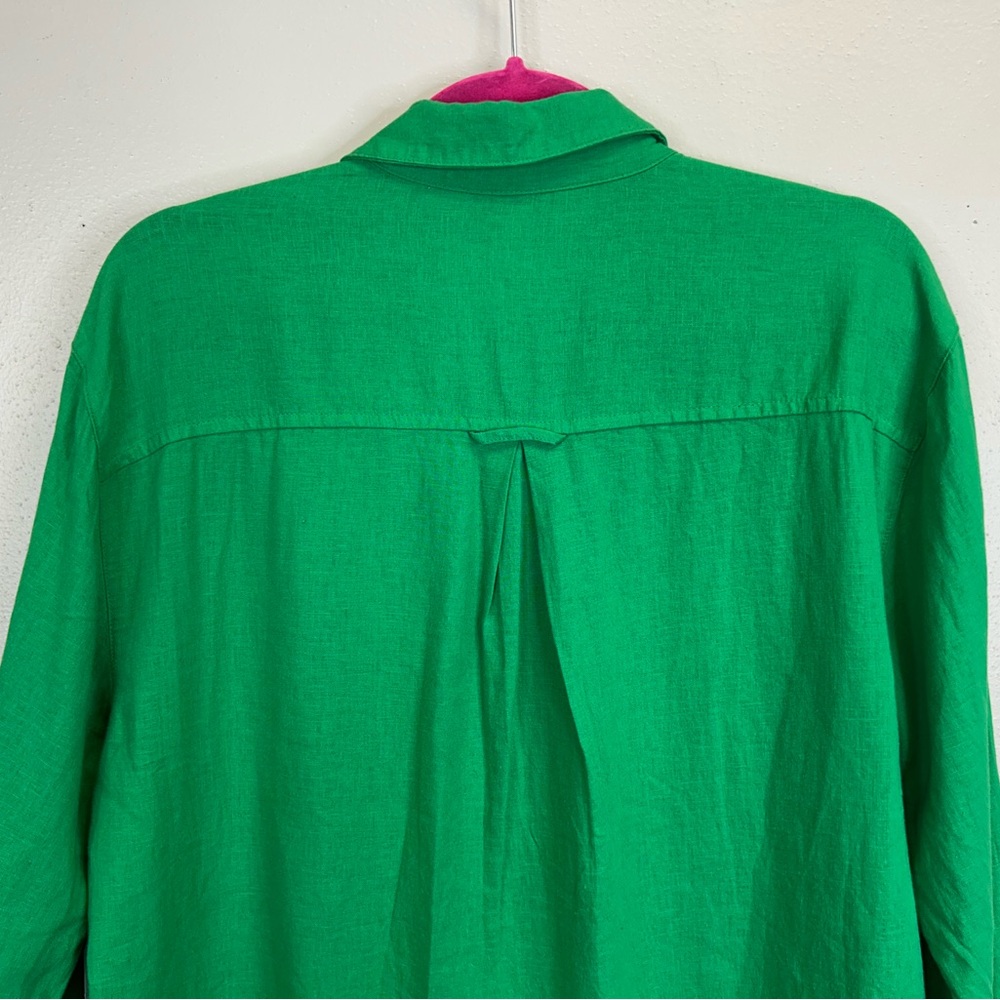 Old Navy Women’s M Vibrant Kelly Green Linen Button Down Shirt St. Patrick’s Day - Picture 10 of 11